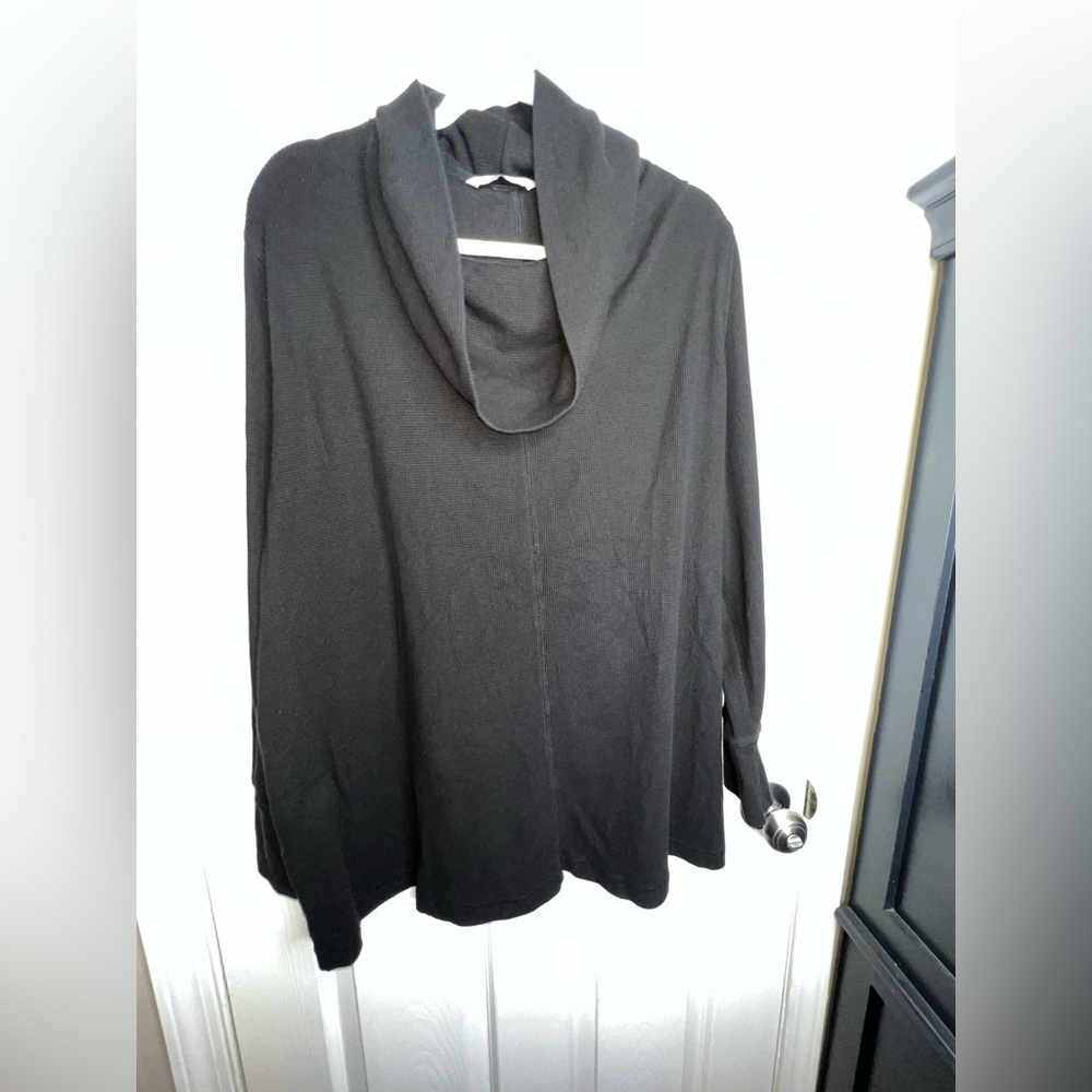 AnyBody X Large Black Loungewear Tunic Top Cowl Neck Waffle Knit Long Sleeve XL - Picture 10 of 12